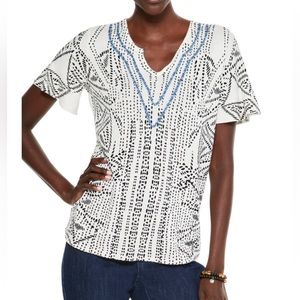 NIC+ZOE COASTLINE FLUTTER SLEEVES TOP . XS